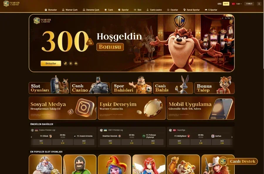 Warner Casino ekran görüntüsü